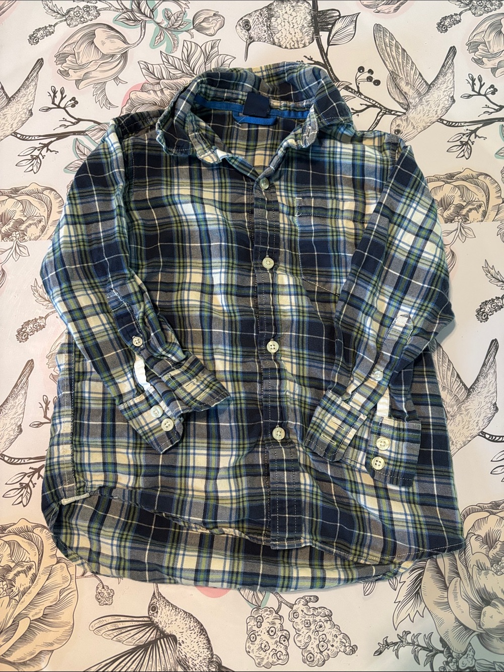 GAP Blue & Green Plaid Button-Down Shirt